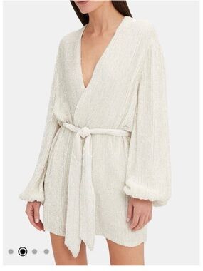 Retrofete ‘Gabrielle’ white mini robe dress
